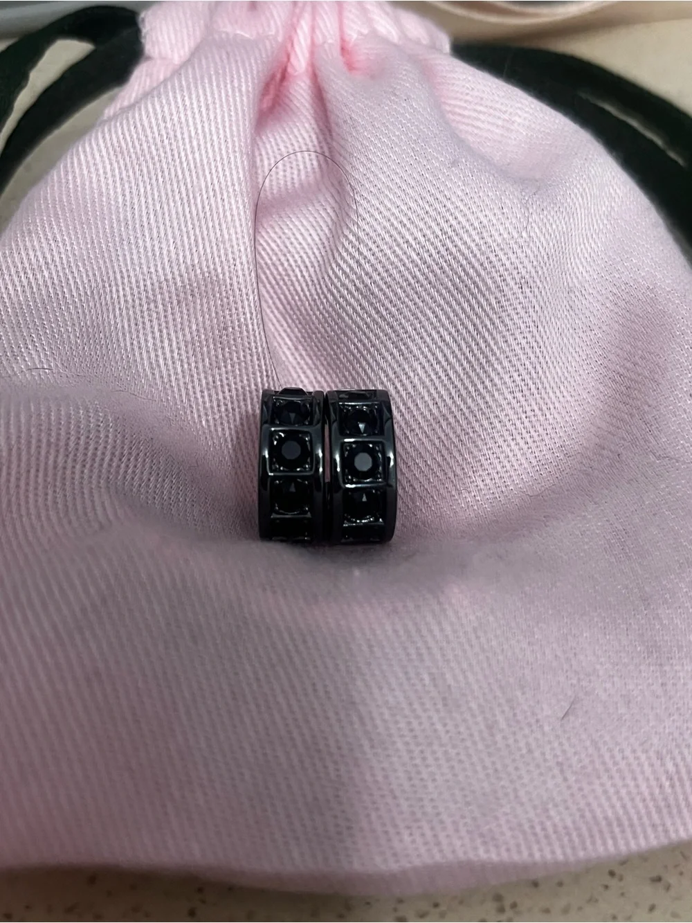 COACH Black Hoop Stud Earrings